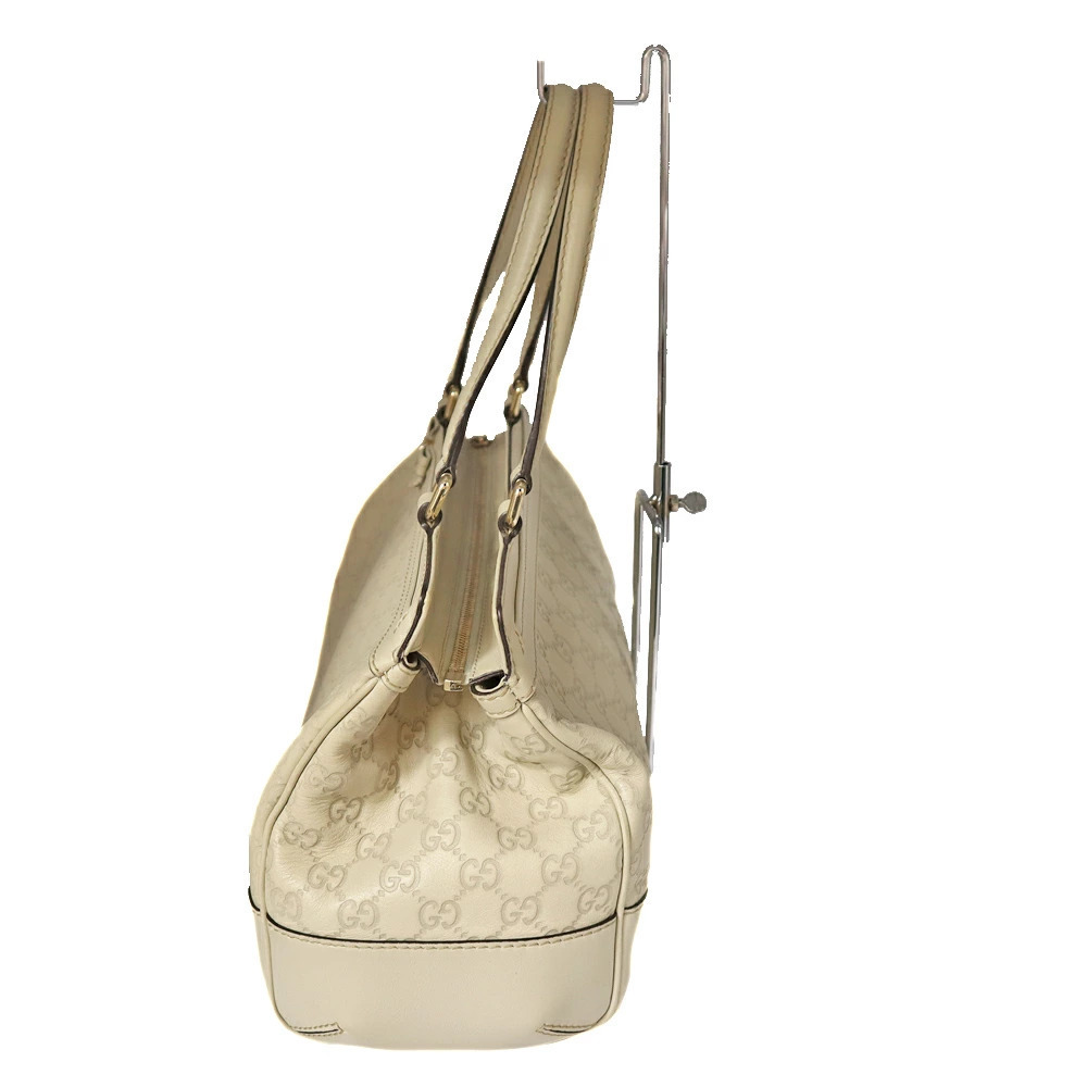 GUCCI Tote Bag Shoulder Handbag Shima Leather Ivory White GG Ribbon - Picture 3 of 10